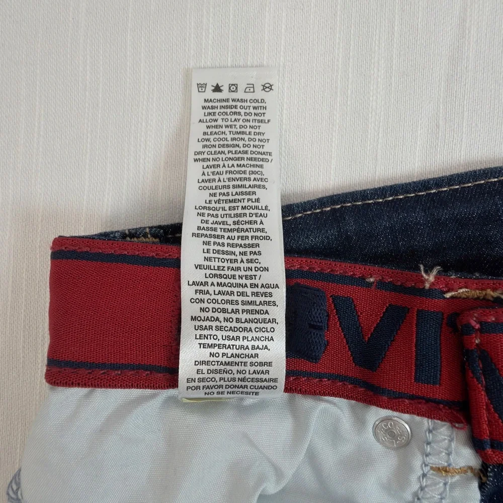 Levi's 511 Slim Fit Denim Shorts Kids Size 6/7 Dark Wash Excellent Adjustable